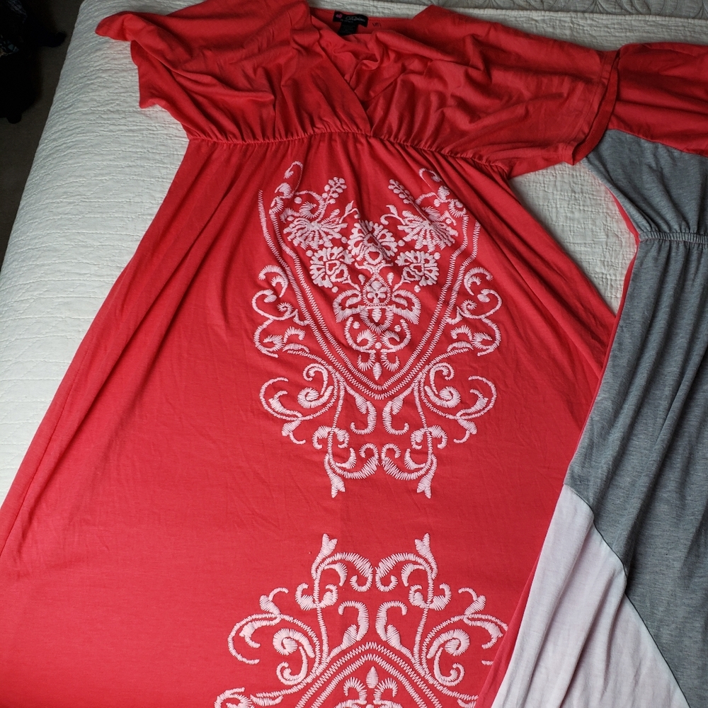 2 coral maxi dresses 3x